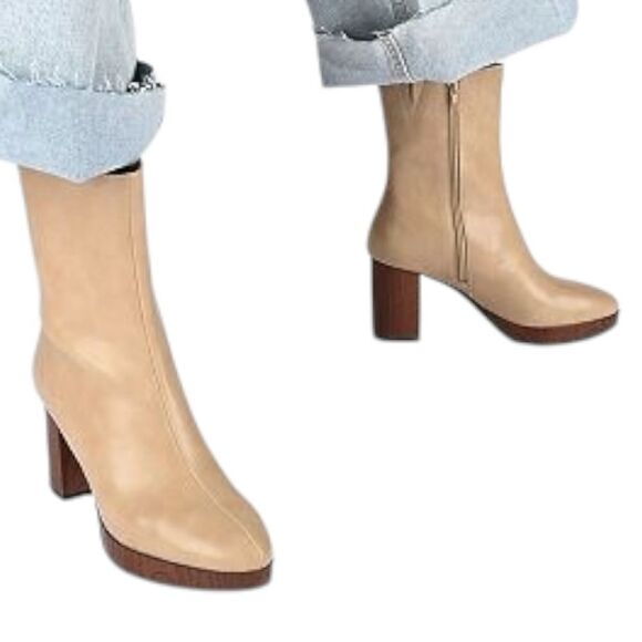 JOURNEE COLLECTION Romer Tru Comfort Platform Block Heel Booties in Tan Size 8 - Picture 16 of 16